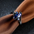 Gold Plated Black Gunmetal P Fashion Ring AAA Zirconia Women  B320