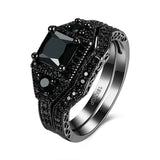 Gold Plated Black Gunmetal P Fashion Set Ring AAA Zirconia Women B322