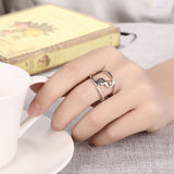 Rose Gold Platinum Plated Fashion Ring Women Open Double Line B151