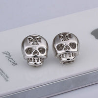 Rose Gold Platinum Plated Earrings Stud Push Back Skull .56" L316