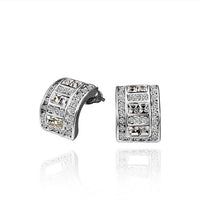 Rose Gold Platinum Plated  Earrings Stud AAA Zirconia Push Back .36" L297