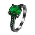 Gold Plated Black Gunmetal  P Fashion Ring AAA Zirconia Women B315