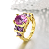 Rose Gold Plated Fashion Ring Purple AAA Zirconia Women B250