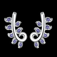 Sterling Silver Plated Purple Earrings Ear Cuff AAA Zirconia Push Back .32" L433