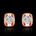 Rose Gold Platinum Plated Earrings AAA Zirconia Push Back .28" L258