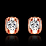 Rose Gold Platinum Plated Earrings AAA Zirconia Push Back .28" L258