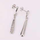 White /Rose Gold Platinum Plated Earrings AAA Zirconia Push Back  .2" L273