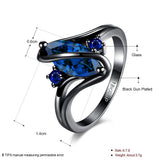 Gold Plated Black Gunmetal P Fashion Ring AAA Zirconia Women  B320