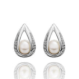 Rose Gold Platinum Plated  Earrings Stud AAA Zirconia Push Back Drop .52" L288