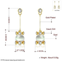 Rose Gold Plated Earrings Drop Dangle AAA Zirconia Push Back .56" L266