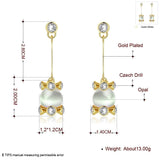 Rose Gold Plated Earrings Drop Dangle AAA Zirconia Push Back .56" L266
