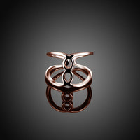 Rose Gold Platinum Plated Fashion Ring Women Open Double Line B477