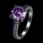 Gold Plated Black Gunmetal  P Fashion Ring AAA Zirconia Women B315