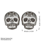 Rose Gold Platinum Plated Earrings Stud Push Back Skull .56" L316