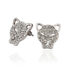Rose Gold Platinum Plated  Earrings Stud AAA Zirconia Push Back  Puma .52" L314