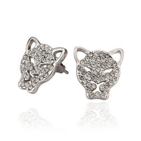 Rose Gold Platinum Plated  Earrings Stud AAA Zirconia Push Back  Puma .52" L314