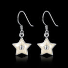 Sterling Silver Plated Earrings Drop Dangle Fish Hook Star .48" L427