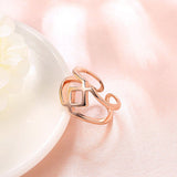 Rose Gold Platinum Plated Fashion Ring Women Open Double Line B475