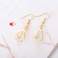 Gold Platinum Plated Earrings Drop Dangle AAA Zirconia Fish Hook L209