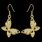Rose Gold Platinum Plated  Earrings AAA Zirconia Fish Hook Butterfly .52 L230