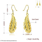 Rose Gold Plated Earrings Drop Dangle Fish Hook Leaf 52" L265