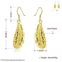 Rose Gold Plated Earrings Drop Dangle Fish Hook Leaf 52" L265