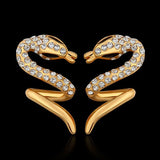 Rose Gold Platinum Plated  Earrings Stud AAA Zirconia Push Back Snake .48" L313