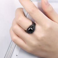 Gold Plated Black Gunmetal P Fashion Set Ring AAA Zirconia Women B322