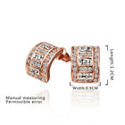 Rose Gold Platinum Plated  Earrings Stud AAA Zirconia Push Back .36" L297