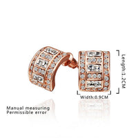Rose Gold Platinum Plated  Earrings Stud AAA Zirconia Push Back .36" L297