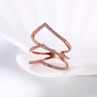 Rose Gold Platinum  Plated Fashion Ring AAA Zirconia Women knuckle B312