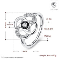 Rose Gold Platinum  Plated Fashion Ring Black AAA Zirconia Women Flower B293