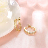 Gold Platinum Plated  Earrings Huggie Hoop AAA Zirconia Leverback .12" L207