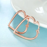 Rose Gold Plated Earrings Hoop Hinged Hoop Hearts 1" L270