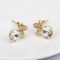 Rose Gold Platinum Plated Earrings Stud AAA Zirconia Push Back .4" L296
