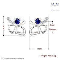 Rose Gold Platinum Plated Red Earrings Stud AAA Zirconia Push Back Bow .44" L233