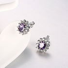 Platinum Plated Colors  Earrings Stud AAA Cubic Zirconia Push Back .48" L246