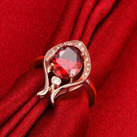 Rose Gold Platinum  Plated Fashion Ring Red AAA Zirconia Women B255