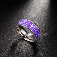 Stainless Steel Fashion Ring Black Women Cross Prayer B457