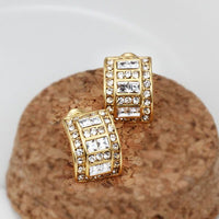 Rose Gold Platinum Plated  Earrings Stud AAA Zirconia Push Back .36" L297
