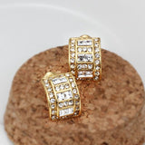 Rose Gold Platinum Plated  Earrings Stud AAA Zirconia Push Back .36" L297