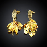 Rose Gold Plated  Earrings Drop Dangle Push Back .52" L264