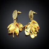 Rose Gold Plated  Earrings Drop Dangle Push Back .52" L264