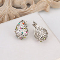 Rose Gold Platinum Plated  Earrings Stud AAA Zirconia Push Back .56" L312