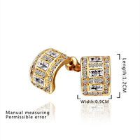 Rose Gold Platinum Plated  Earrings Stud AAA Zirconia Push Back .36" L297