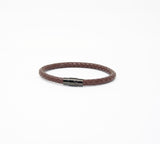 Unisex Men's Genuine Leather Stainless Steel Magnetic Clasp Bracelet Brown