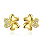 Rose Gold Plated Earrings Stud AAA Zirconia Push Back Hearts .44" L269