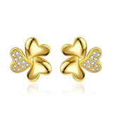 Rose Gold Plated Earrings Stud AAA Zirconia Push Back Hearts .44" L269