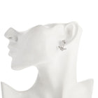 Rose Gold Platinum Plated  Earrings AAA Zirconia Push Back Flowers .72" L224
