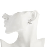 Rose Gold Platinum Plated  Earrings AAA Zirconia Push Back Flowers .72" L224